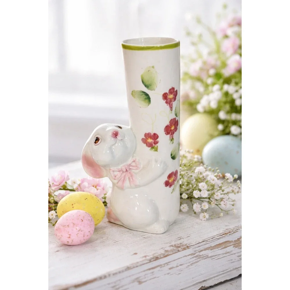 Vintage FTD Bunny Vase Easter‎ 1984 Ceramic Rabbit Floral Figurine